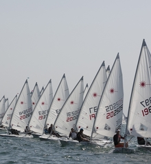 Three col archive fleet shot from the laser world radial championship 2013 in muss...